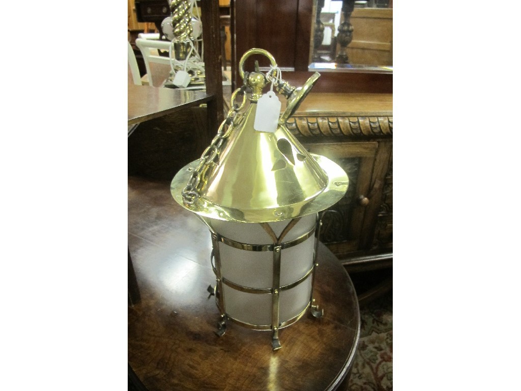 Appraisal: Arts and Crafts style brass mounted ceiling light