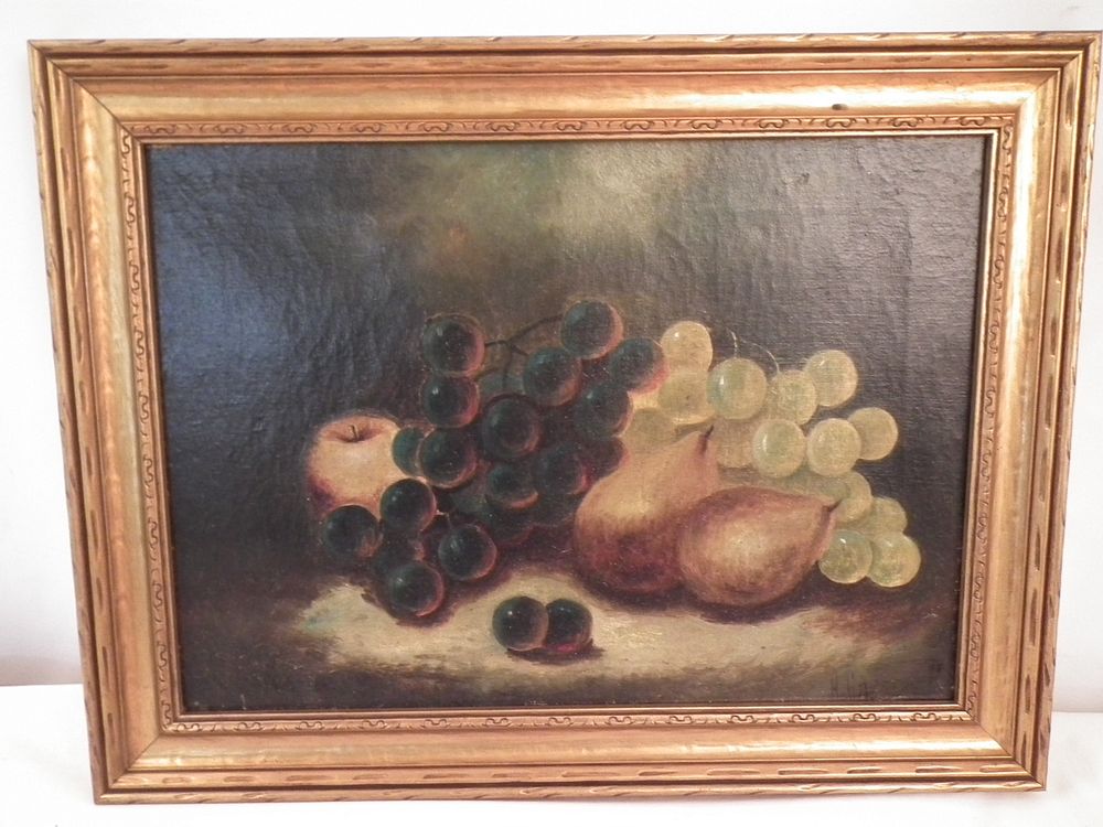 Appraisal: H CAPES STILL LIFE PAINTING Victorian oil still life painting