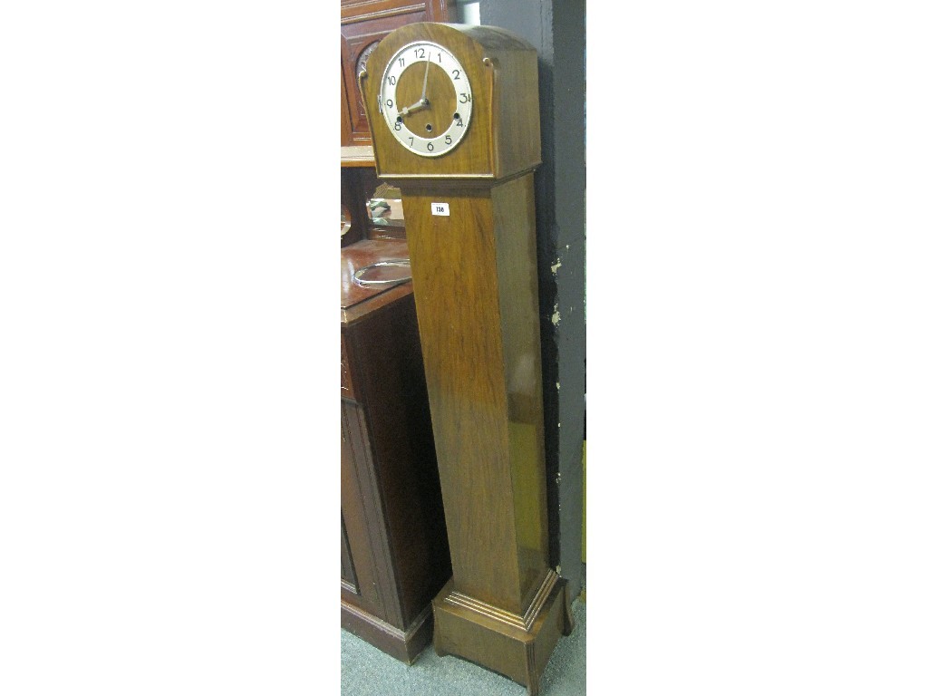 Appraisal: Walnut cased grandmother clock