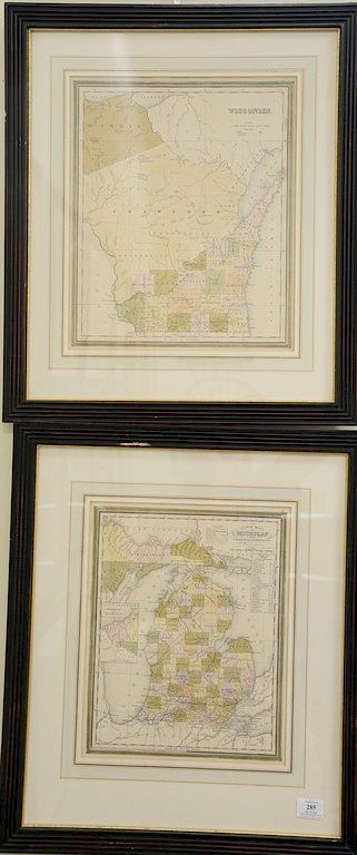 Appraisal: Group of six th century hand colored engraved maps to