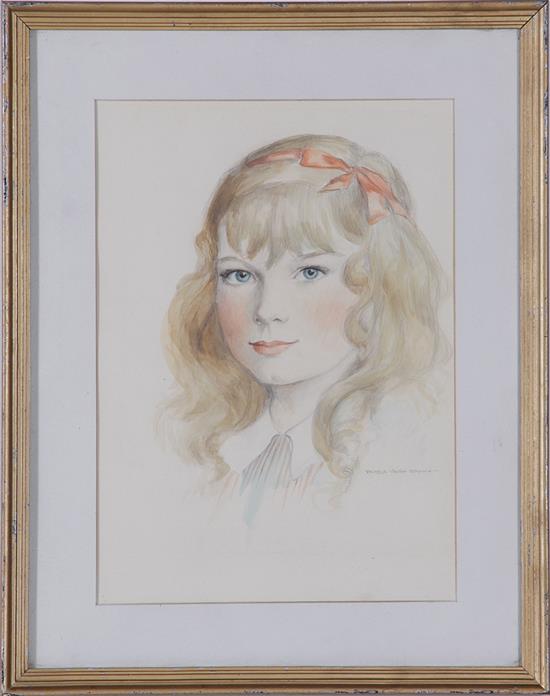 Appraisal: Pamela Vinton-Brown Ravenel Georgia - PORTRAIT OF YOUNG GIRL watercolor