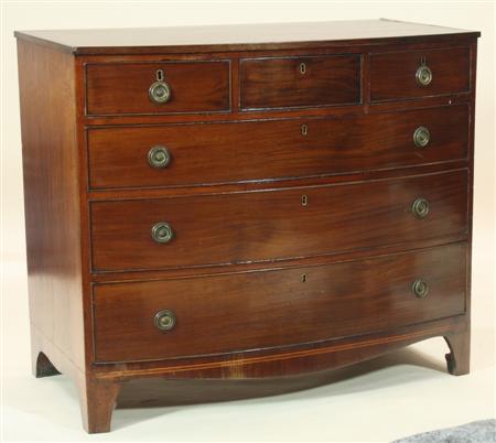 Appraisal: A Regency mahogany bow front chest the boxwood and ebony