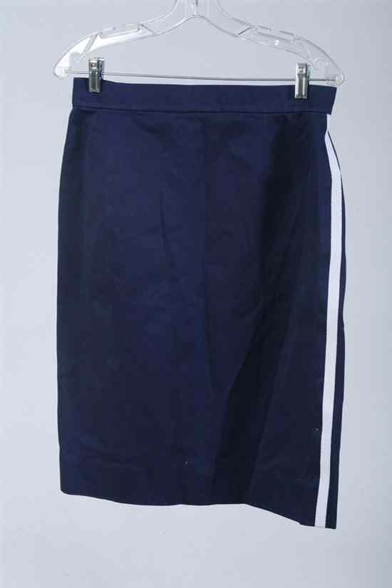 Appraisal: CHANEL NAVY WITH WHITE GROSGRAIN TRIM SKIRT Mid s collection