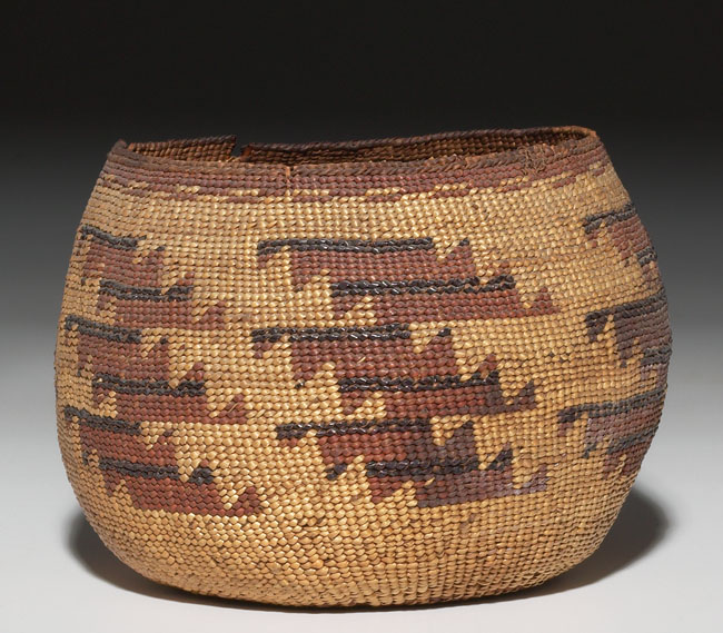 Appraisal: Karuk basket polychrome geometric design w x h