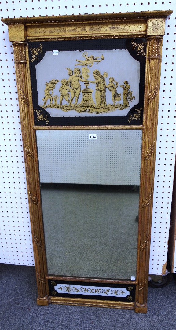 Appraisal: A Regency gilt framed rectangular pier glass the reverse painted