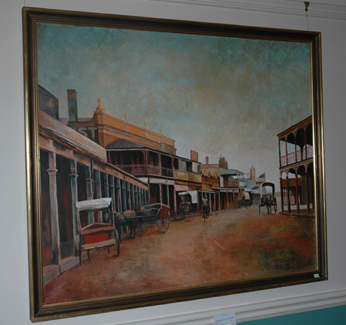 Appraisal: JOHN LENNOX - Country Town Acrylic on canvas Signed lower