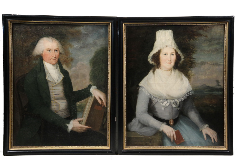 Appraisal: PAIR OIL ON CANVAS - Portraits of an Aristocratic Couple