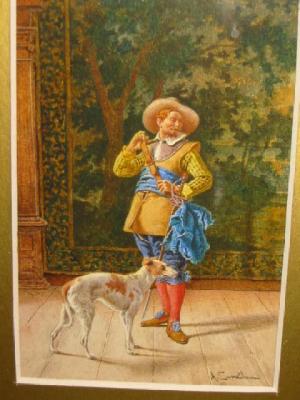 Appraisal: ANTONIO CAVELLA Italian - Cavalier and Hound in an Interior