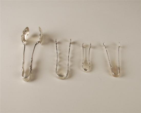 Appraisal: Four Sterling Serving Tongs three for sugar one English and