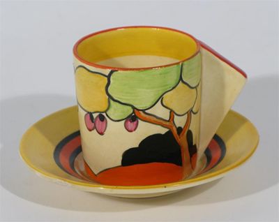 Appraisal: Idyll' a Clarice Cliff Bizarre Conical coffee can and saucer