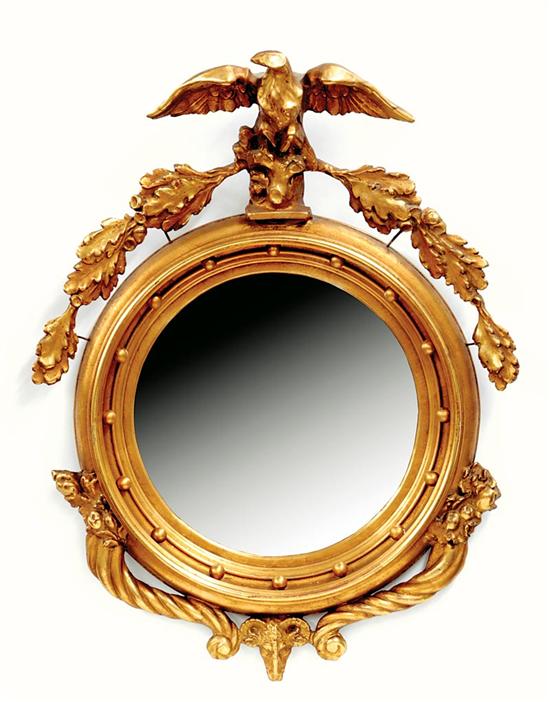 Appraisal: Federal style carved giltwood convex mirror American or English late