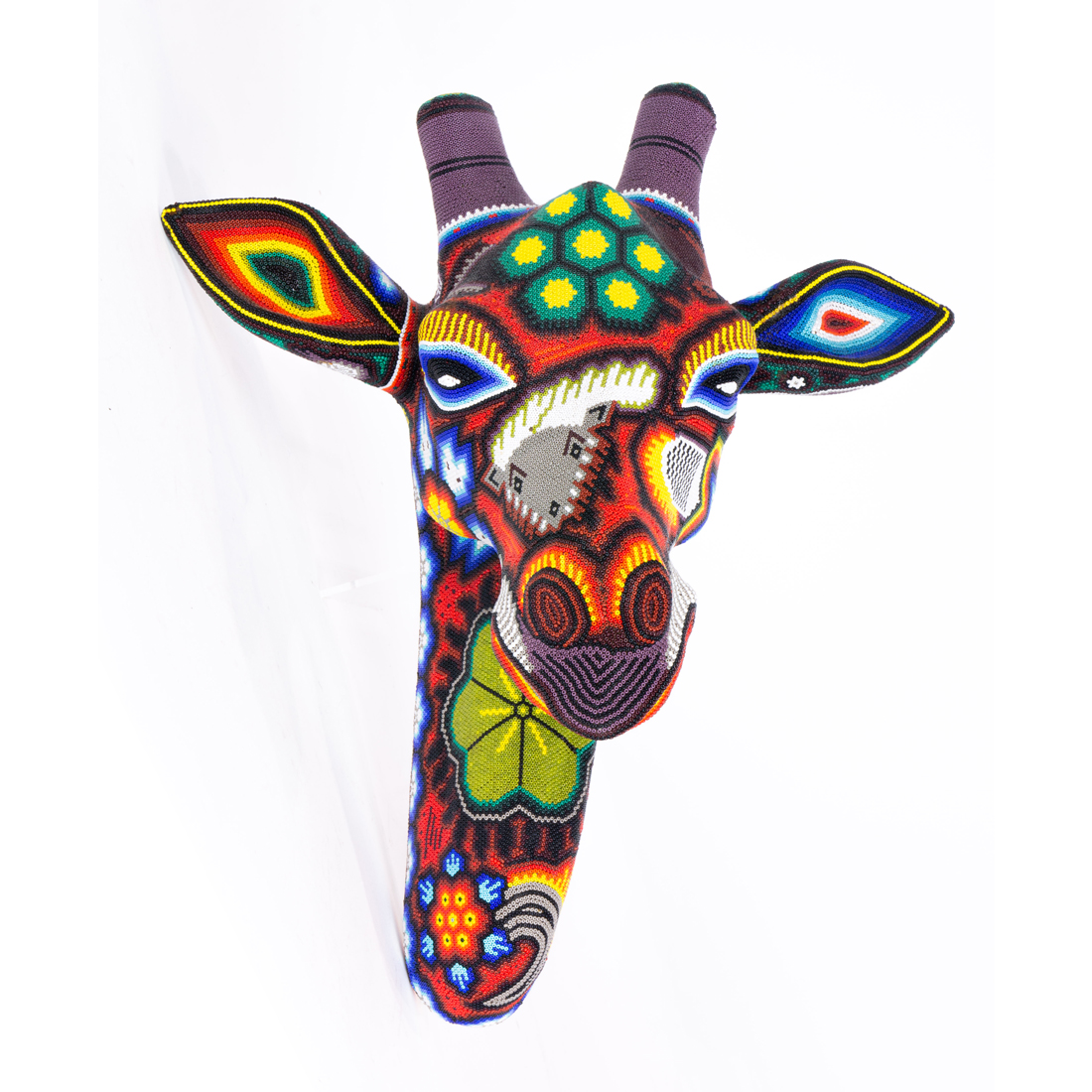 Appraisal: MASAI BEADED BUST OF GIRAFFE MOUNTED TO BE HUNG Masai