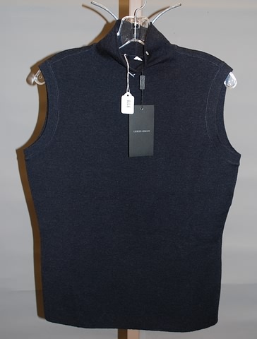 Appraisal: Giorgio Armani navy cashmere sleeveless mock turtleneck top Size Bust