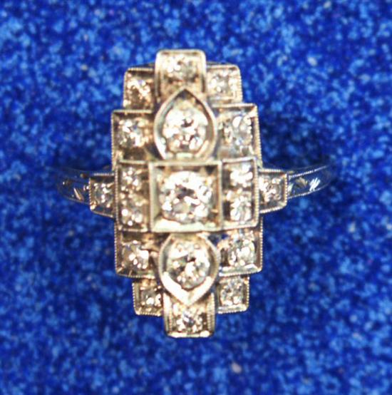 Appraisal: PLATINUM AND DIAMOND ART DECO RING with round cut diamonds