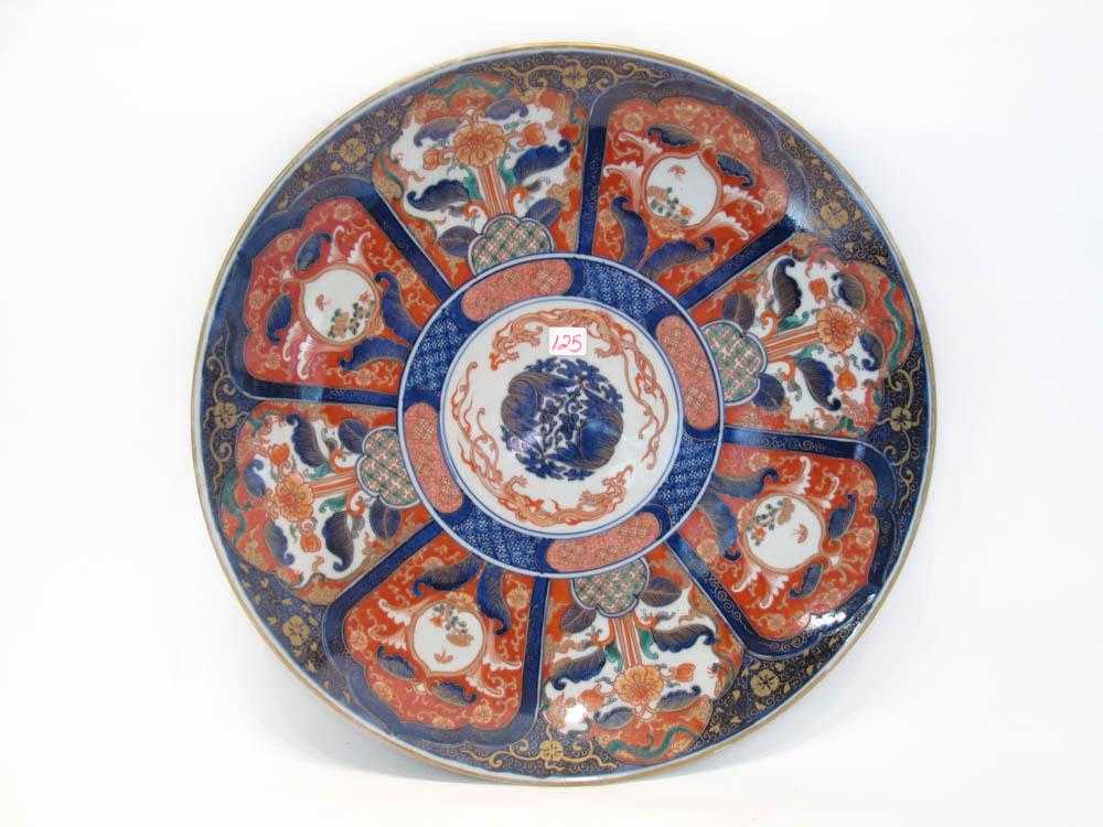 Appraisal: JAPANESE IMARI PORCELAIN CHARGER hand enameled in traditional design with