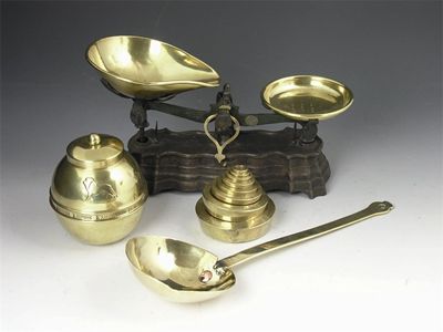 Appraisal: A set of cast iron and brass scales a brass