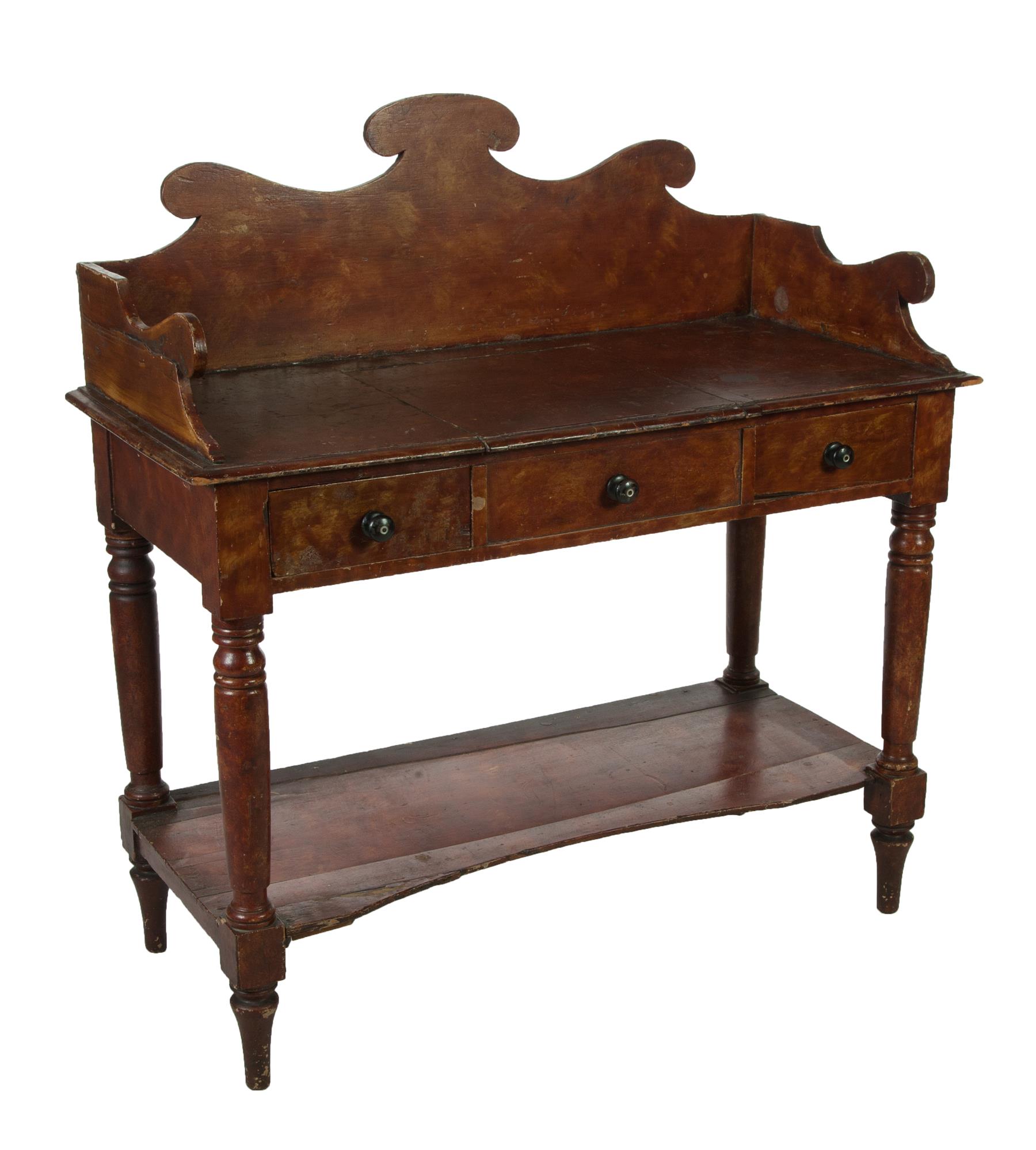 Appraisal: COUNTRY GRAIN-PAINTED LATE-SHERATON WASHSTAND American mid th century pine Boldly