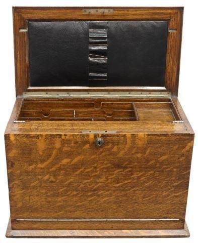 Appraisal: English Victorian oak writing desk stationary box late th c