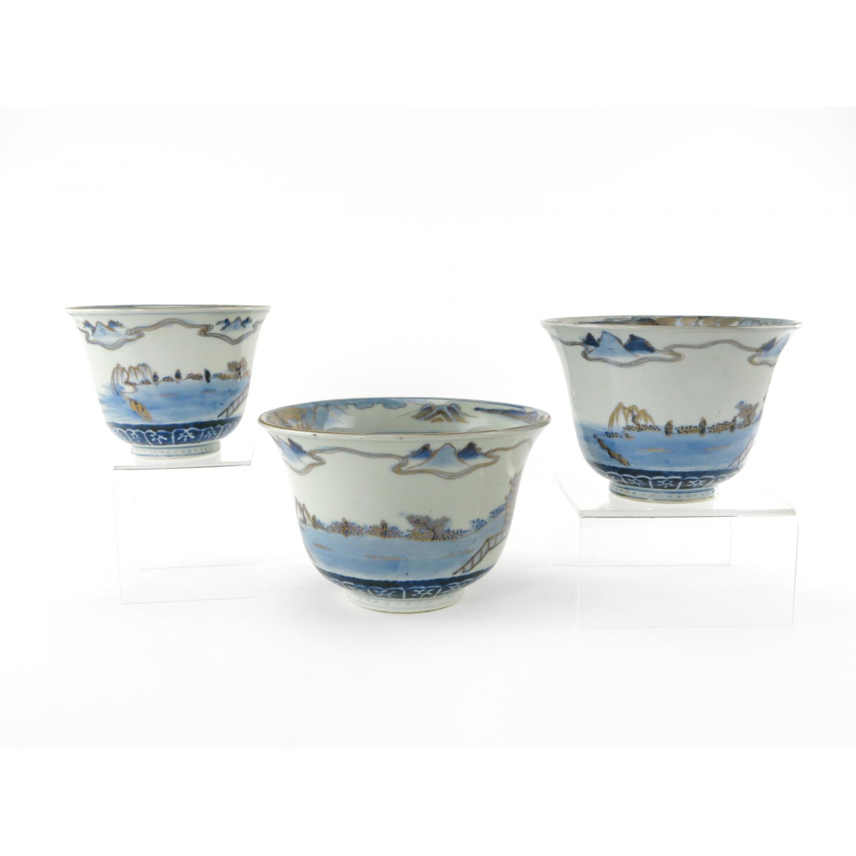 Appraisal: Japanese Porcelain Nesting Bowls early th century cobalt and gilt