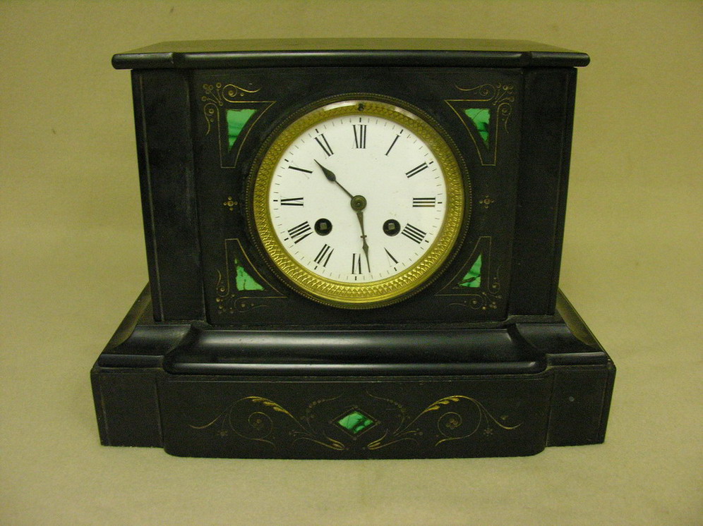 Appraisal: MARBLE MANTLE CLOCK Size by Chip to side base Crack