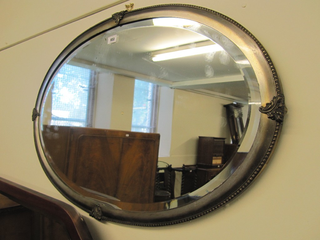 Appraisal: Silvered oval wall mirror