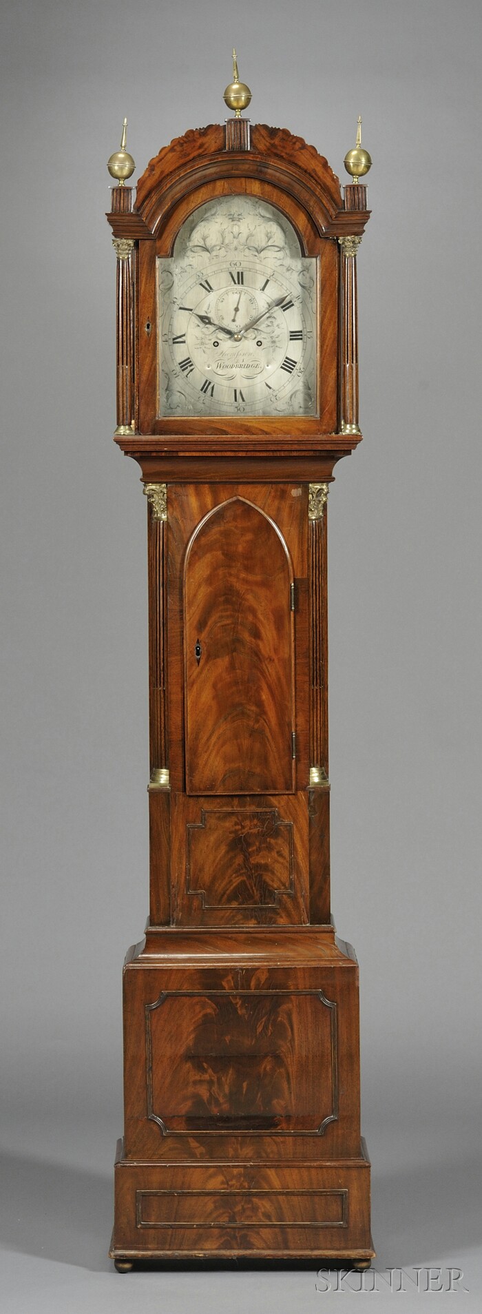 Appraisal: Mahogany Tall Clock by Thompson Woodbridge England circa free standing