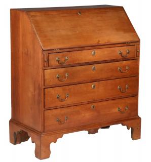 Appraisal: COLONIAL SLANT FRONT DESK Chippendale Cherry New England Desk having