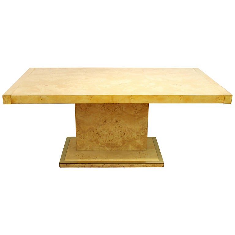 Appraisal: Milo Baughman Style Burl Wood Dining Table Milo Baughman style