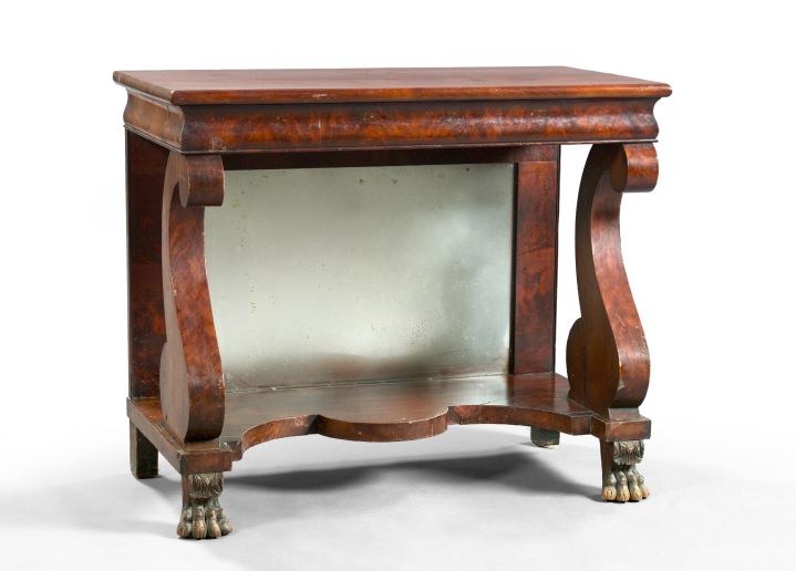 Appraisal: American Late Classical Figured Mahogany Pier Table second quarter th