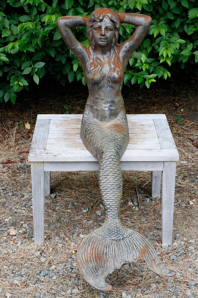 Appraisal: Cast Iron Seated Garden Mermaid Cast Iron Seated Garden Mermaid