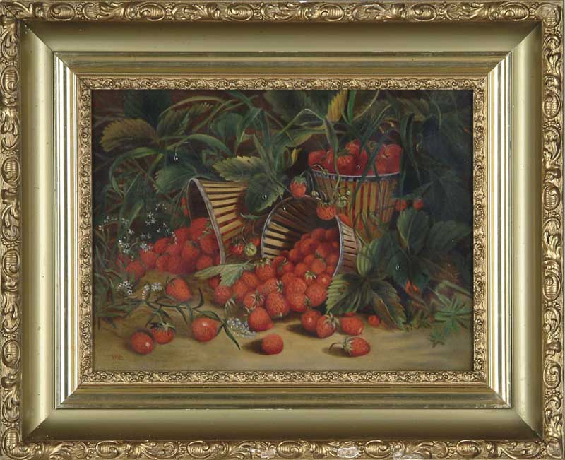 Appraisal: WILLIAM MASON BROWN American - BASKETS OF STRAWBERRIES Fine oil