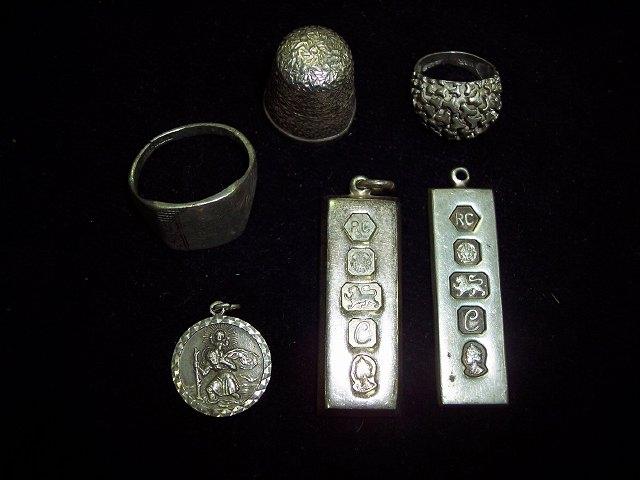 Appraisal: A silver ingot R C Sheffield another ingot and sundry