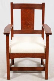 Appraisal: STICKLEY BRANDT MISSION OAK OPEN ARMCHAIR C STICKLEY BRANDT MISSION