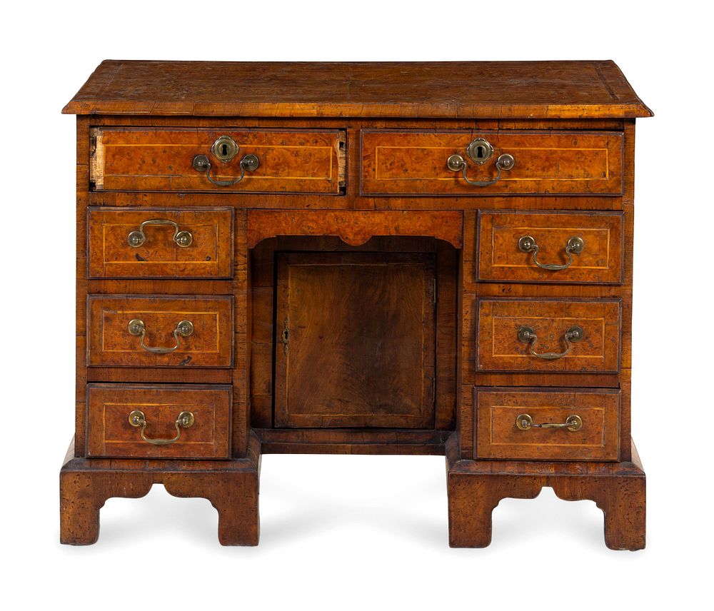 Appraisal: A George II Burl Walnut Kneehole Desk A George II