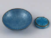 Appraisal: A silver bowl blue guilloche enamelled inside and out cm