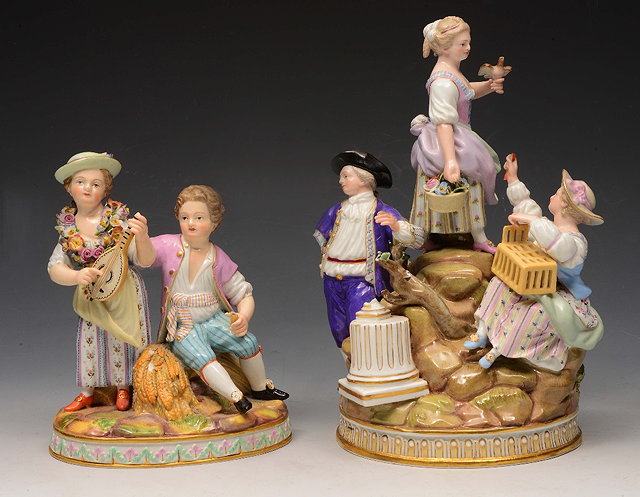 Appraisal: A MEISSEN PORCELAIN GROUP of three figures on a rocky