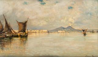 Appraisal: GIUSEPPE CARELLI ITALIAN - A View of Vesuvius Naples oil