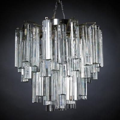 Appraisal: VENINI Four-tier chandelier with solid glass drops Italy s Unmarked