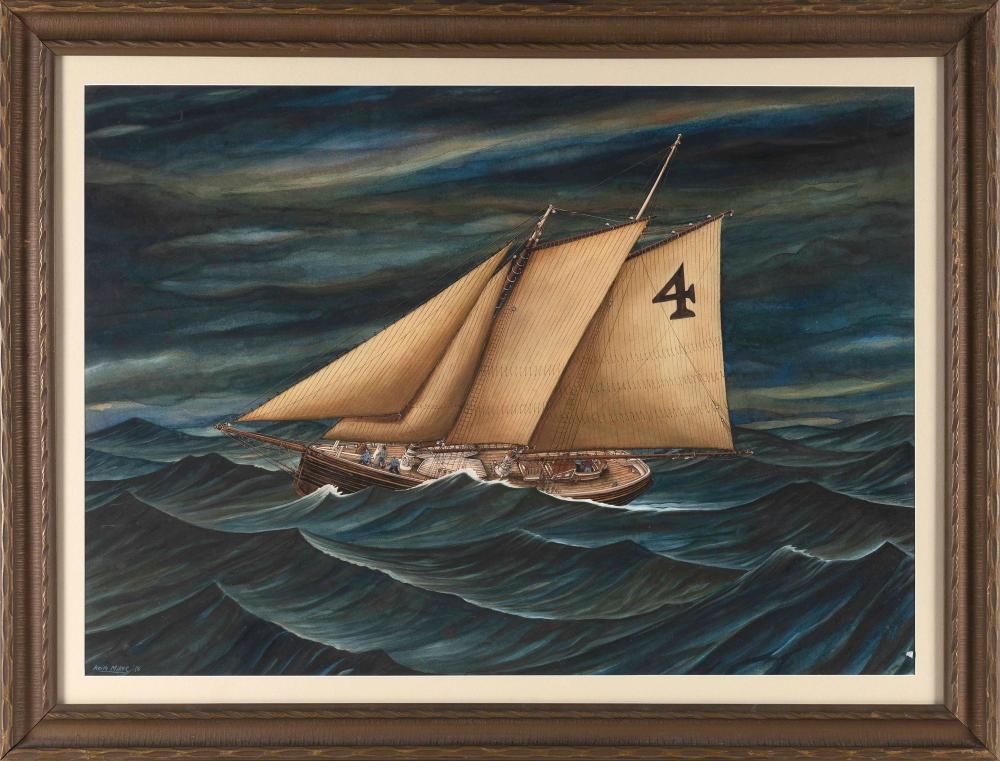 Appraisal: KEITH MILLER CANADA MEXICO B BOSTON PILOT SCHOONER FRIEND WATERCOLOR