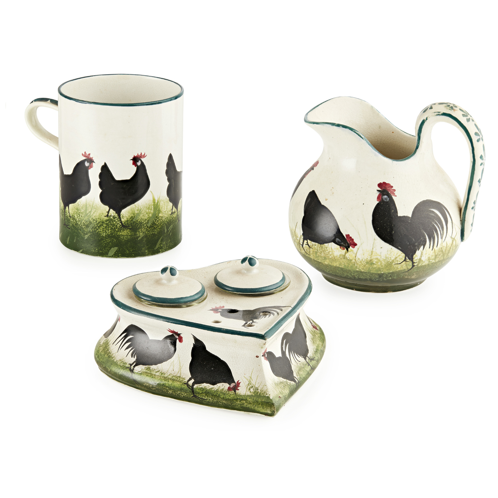 Appraisal: A GROUP OF WEMYSS WARE 'BLACK COCKEREL HENS' PATTERN EARLY