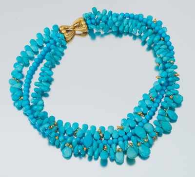 Appraisal: A Persian Turquoise and k Gold Torsade Necklace Tested k