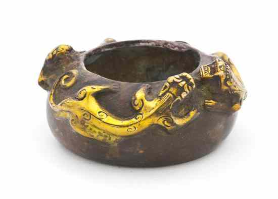 Appraisal: A Small Chinese Gilt Bronze Brush Washer Ming Dynasty style