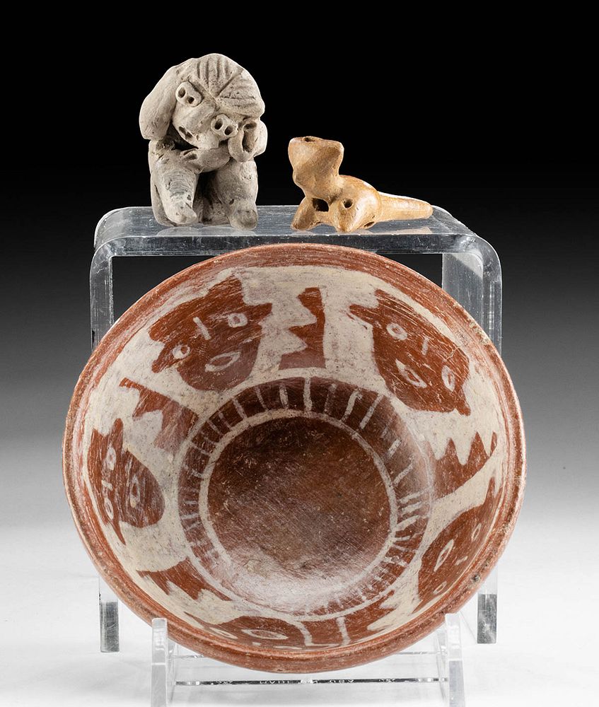 Appraisal: Colima Michoacan Pottery Bowl Figure Whistle First Time At Auction