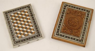 Appraisal: An Anglo-Indian sadeli work card case with lift-off cover and