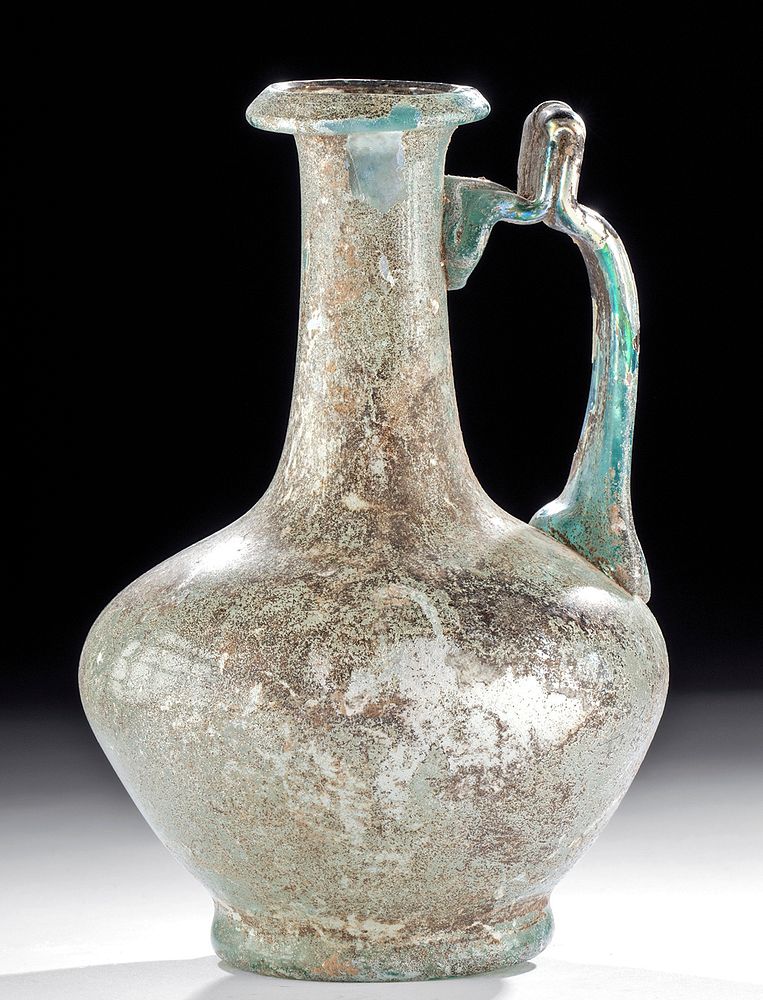 Appraisal: Superb Eastern Roman Glass Jug - Great Iridescence Roman Eastern