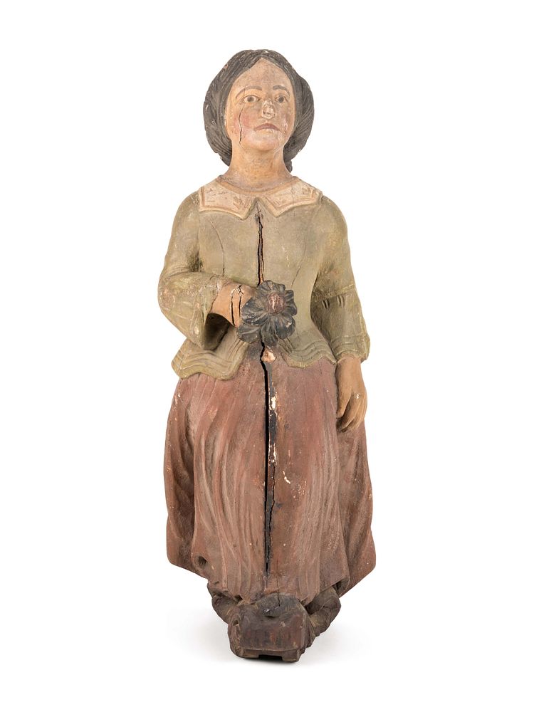 Appraisal: An American Carved and Painted Wood Female Figurehead for a