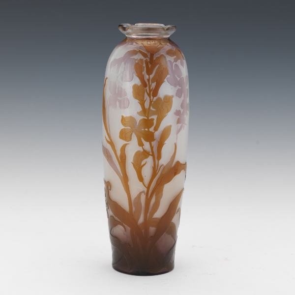 Appraisal: TALL GALLE SNAP DRAGON CAMEO GLASS VASE CA - x