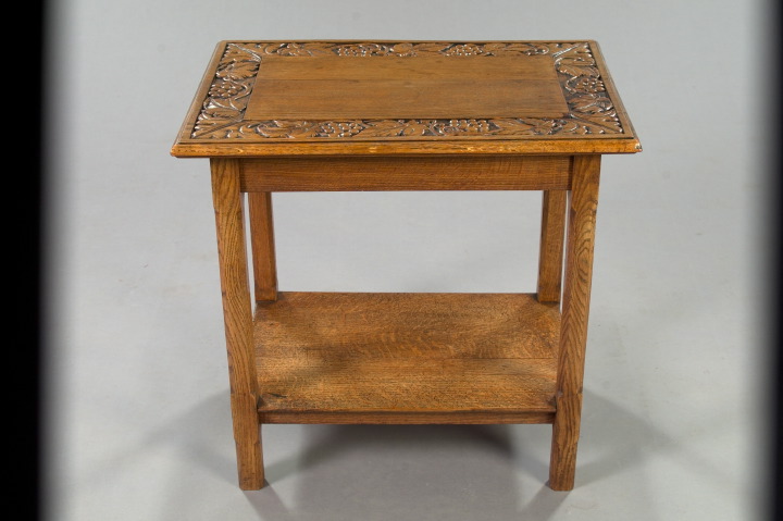 Appraisal: Provincial Oak Side Table of Jacobean inspiration the rectangular top