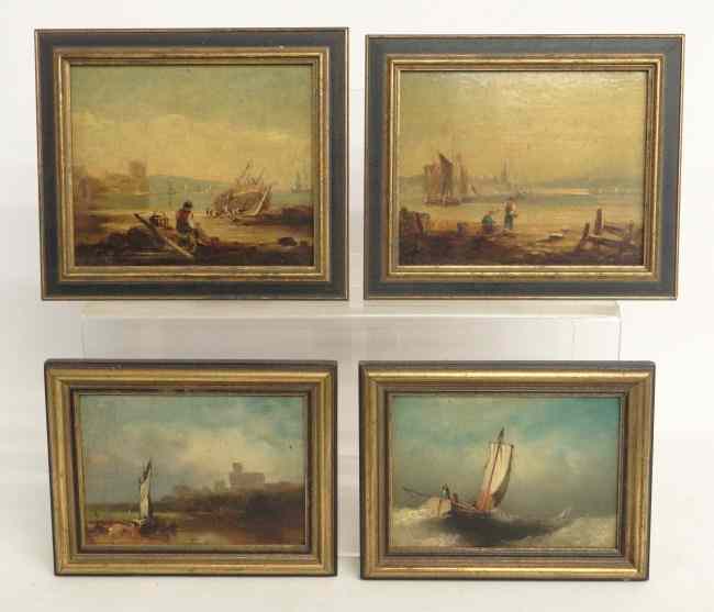 Appraisal: Lot four th c oil on artist s board seascapes