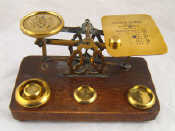 Appraisal: A set of Victorian letter scales with rates table and